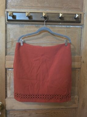 Banana Republic Red Laser-Cut Hem Skirt